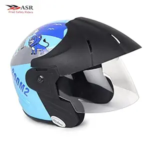 ASR Ahad Safety Riders Boom 2 Half Helmet for Kids Boys and Girls Helmet (3 to 6 Years) (Sky Blue) Motorbike Helmet