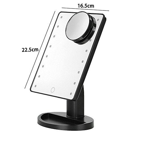 MILKIRAY Schwarz 180° Kosmetikspiegel LED Beleuchtung Beleuchtet 10 fach vergrößerung Tischspiegel Make up Spiegel Touch Switch 16 LED DE - 3