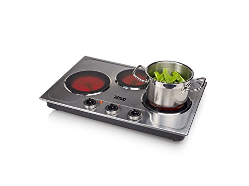 Edelstahl Kochplatte Doppel-Kochfeld 3 Herdplatten Camping-Kocher (Ceran-Kochfeld, Camping-Herd, Glas-Kochplatten, Mobiler Herd, Timer, 3 Thermostate, Gehärtete Glasplatten) - 3
