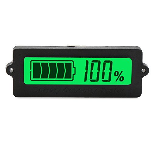DROK® DC 8-63V Blei-Säure-Batterie-Kapazität Tester, Grün LCD-Digital-Display-Lithium-Batterie-Statusanzeige , 12V / 24V / 36V / 48V-Batterie-Kapazität Monitor-Panel-Messgerät, Universal Auto Fahrzeug Auto Electric Menge Detector