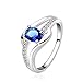 YELLOW CHIMES Blue Rich Royal Austrian Crystal Sterling Silver Plated (Hallmarked) Ring For Women RS.390.00