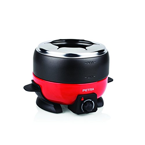 Petra Electric Fondue (800 Watt, 2 Liter, geeignet für 6 Personen), schwarz/rot - 2