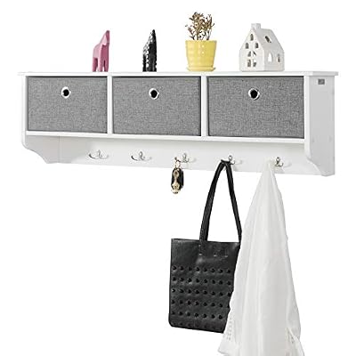 SoBuy® FRG282-W Portemanteau Mural Étagère 3 Tiroirs Meuble d'entrée Penderie Mural - Blanc