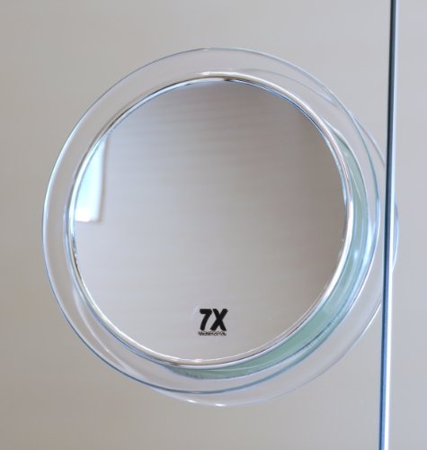 Fantasia Spiegel mit 3 Saugnäpfen, Acryl mit Silberring, 7-fach, Vergrößerung, ø 19 cm - 3