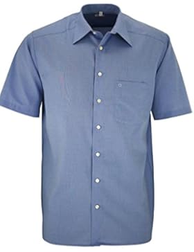 OLYMP Luxor comfort fit Hemd Halbarm Fil á Fil mittelblau