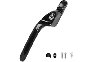 FixRello Window Handle 40mm Spindle - Offset Right-Handed espag Inline Locking Handle for DIY and Home Repairs - uPVC Window Handle - Comes with Screws, Caps and Key (Black, Right Hand)