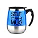 Produktbild QLL Self Stirring Mug Magnetischer mischender Becher Selbst rührende Kaffeetasse Edelstahl Selbstmagnetbecher für Kaffee Tee heiße Schokoladen Milch Kakao Protein, Blue, 450ml