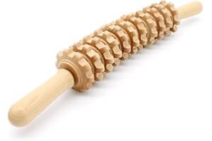 JONZZY Masajeador Anticelulitico De Maderoterapia, Rodillo Masajeador Curvado Para Todo El Cuerpo, Favorece La Circulación, 11 Ruedas Desmontables, Alivio Del Dolor Muscular Y Relajación, 40 Cm