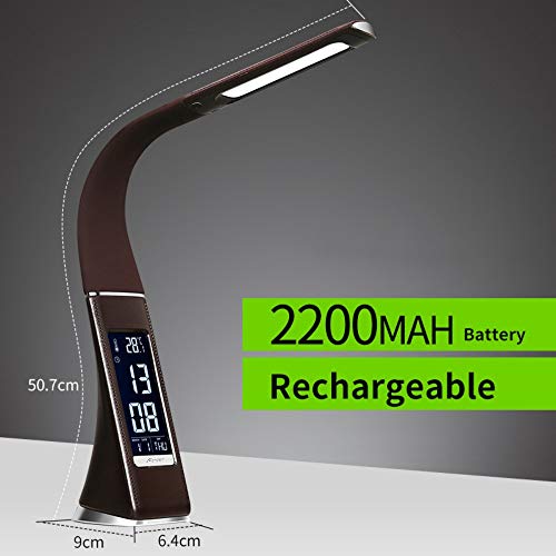 Preisvergleich Produktbild LED Schreibtischlampe Helle Business Wiederaufladbare Dimmbare Leseleuchte 3 Lichtmodus Tischlampen Wecker LCD-Display