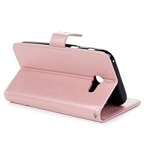 Lanveni A3 2017 Hülle, Handyhülle für Flip Case Cover PU Lederhülle Schutzhülle Magnetverschluss Ledertasche mit Stander Function Brieftasche Card Slot Handy Tasche mit Prägung Rose Cover Design für Samsung Galaxy A3 2017 (Rose Gold) + 1 x Stylus Stift + 1 x Staubdichte Stecker + 1 x Schutzfolie - 8