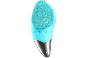 OZ OMENAZ Cepillo Limpiador Facial, Eléctrico, Para Limpieza Y Masaje Facial. Esponja Exfoliante De Silicona, Masajeador Cara, Para Belleza Y Cuidado De La Piel Para Mujer (Azul)