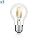 Produktbild ledscom.de E27 LED Birne Filament A60 3,6W =37W weiß 400lm A++ für innen und außen, 3 STK.