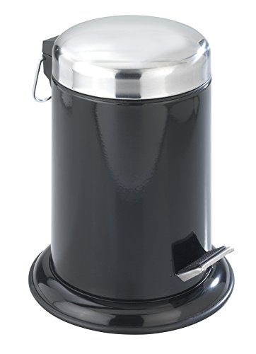 WENKO 17902100 Kosmetik Treteimer Retoro Schwarz, Fassungsvermögen 3 L, Edelstahl rostfrei, 22 x 30.5 x 22 cm, Schwarz