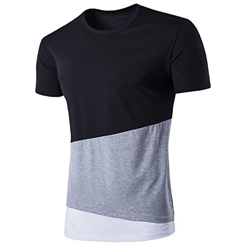 Herren T-Shirt!Sannysis Männer Casual Slim Fit Kurzarm C (M, Schwarz)