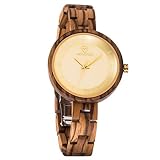 MUJUZE Damen Japanisch Analog Quarz Holz Uhren mit Zebra Sandelholz Band ME1003Zebra