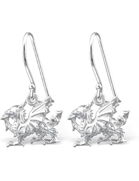 Sterling Silber Dragon Ohrringe–baumeln Fisch Haken