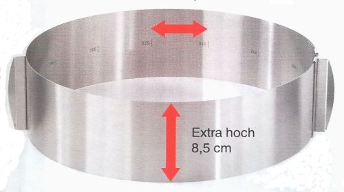 Alpfa Fisko Verstellbarer Kuchen Ring, Edelstahl, silber, 16–30 cm