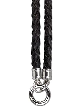 Schwarze Lederkette Rider geflochten mit Klickring aus Edelstahl Länge 80cm Breite 6mm