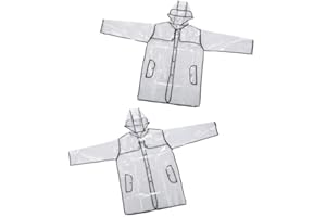 Mofun Hooded Raincoat, Transparent Raincoat Waterproof Lightweight Rain Jacket Reuseable Mac Showerproof Hooded Outerwear Travel Portable Packaway Womens Girls Fashion Rainwear
