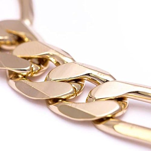 Luxury 18k Gold Plated Figaro Bracelet Bling solid chunky various lengths