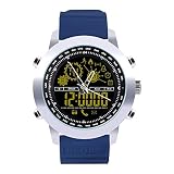Muzhili3 DX18 Hintergrundbeleuchtung Wasserdichte Runde Analoge Pedometer Bluetooth Smart Watch Armband Blue