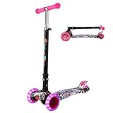 2. Einstellbare Höhe: 3-Stufen höhenverstellbare Aluminiumlegierung Stange (ca. 77cm - 82cm-87cm) kann entsprechend der Höhe der Kinder angepasst werden, begleitet von Kind Wachstum. Außerdem ist der mit Gummi gefertigte Lenker weich und rutschfest, was die Hand des Kindes beim Fahren perfekt schützen kann. Es ist ein guter Partner des Kindes.