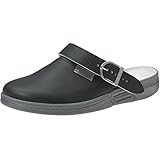 Hygienische Behandlung. Abeba Berufsschuh The Original Clog 7031-46 aus Glattleder mit rutschhemmender Laufsohle OB, FO, SRC (Schwarz, 46)