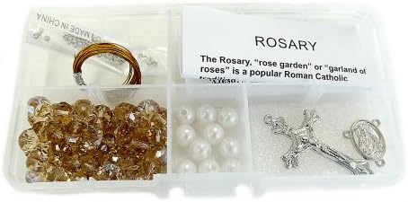 Linpeng International  Various Crystal and Pearl Rosary Bead Kit - Smoky/White Pearls