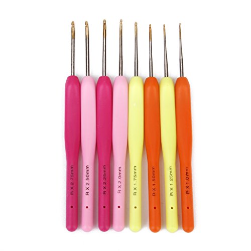 8 Größe Bunte Kunststoff Handgriff Metall Kopf Spitze Häkelnadel Nadel 1-2.75mm - 8