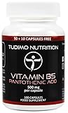 Vitamin B5 Pantothenic Acid 500 mg Capsules - 100 pcs (3+ Month Supply) of Rapidly Disintegrating Capsules, Each with 500 mg of Premium Quality & Pure Pantothenic Acid Powder, by TUDIMO