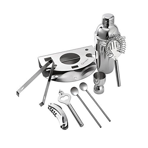 CocktailShaker, Edelstahl Cocktail Set Wodka Shaker für Cocktails 7 Stück 550ml Mit Bar Kit Elegant Silber Mixer für das Geschenk der Mutter und Vatertag - 2