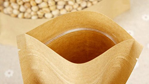 Zedtom 100STK Tüten Papiertüten Kekstüten aus Kraftpapier mit Sichtfenster für Bonbons Lebensmittel Nuss Kaffeebohne - 4