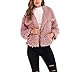 Produktbild Swallowuk Damen Mantel Winter Elegant Warm Plüsch Cardigan Trenchcoat Kurz Jacke Mantel Coat Wintermantel Revers Outwear Einfarbig Parka (M, Rosa)