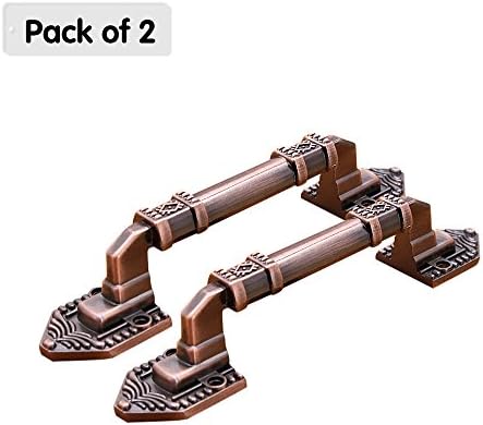 Zhi Jin 2Pcs Vintage Cabinet Door Handle Pulls Cupboard Drawer Handles Set Furniture Decoration Red Bronze 160mm Red Bronze