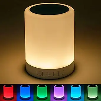 RYLAN Wireless Night Light LED Touch Lamp Speaker with Portable Bluetooth & HiFi Speaker with Smart Colour Changing Touch Control, USB Rechargeable, TWS*- (Multi--)