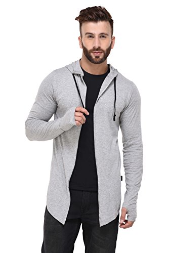 Rigo Grey Melange Hooded with Thumbhole Open Long Cardigan Full Sleeve Shrug for Men RS.474 (66.00% Off) - Amazon Rigo Grey Melange Hooded with Thumbhole Open Long Cardigan Full Sleeve Shrug for Men RS.474 (66.00% Off) - Amazon