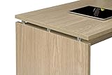 comprar tablero roble macizo Mesa de escritorio de alta calidad, sencilla y versátil la combinación de espesores de 19 en tapa y lateral  con 16mms en el resto le aporta diseño y robustez; dispone de un cajón sin tirador con guías metálicas y 2 huecos incorpora en la parte inferior tope-clavo, para evitar rozaduras en el suelo y deslizamiento