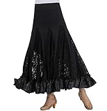 Importado Mujer Profesional Falda de Encaje Grande Vestido de Baile De Flamenco Tango Salsa Latin Talla única Negro