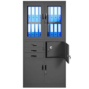 Aktenschrank C018S Büroschrank Metallschrank Tresor Safe Geheimfach