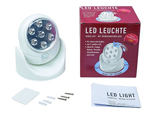 Idena – LED Lampe Mit 7 Leuchten Kabellos Bewegungsmelder Batteriebetrieben Für