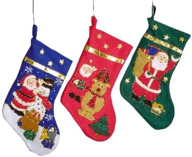 Small Foot Set of 3 Santa Claus and Snowman Stockings