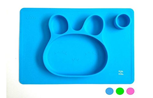 Kids&Kids Silikon Kinderteller 38cm x 25cm, Babyteller, Tischunterlage, Babyschale, Platzmatte, rutschfest