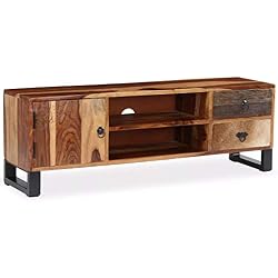 vidaXL Meuble TV Bois Massif de Sesham Table Basse Armorie TV Salon Maison