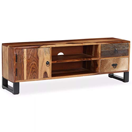 vidaXL Meuble TV Bois Massif de Sesham Table Basse Armorie TV Salon Maison