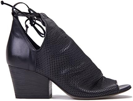 FIORI FRANCESI Scarpa Aperta Donna, Laccio alla caviglia, Tacco 50, Nero In Pelle traforato, Nuova Collezione Primavera Estate 2018