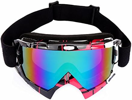 Motorcycle Goggles,KENOVE Anti -UV Anti -Scratch Dustproof Windproof Safety Unisex Goggles Fit for Ski,Snow Skiing,Cycling,Climbing,Riding, Winter Outdoor Sports Eyewear Colorful Lens Glasses.