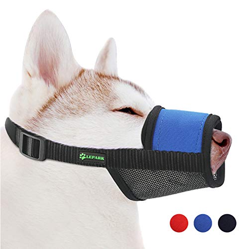RockPet Suave Bozal de Nylon para Perros Grandes Previene Mordidas, Ladridos y Que Mastiquen, Bozal Lazo Ajustable (S,Azul)