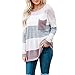 Produktbild MYMYG Damen Patchwork Langarmshirt Long Sleeve Striped Sweater Oversized Gestrickte Tasche Jumper Pullover Top Baumwolle Hemden Solide Freizeit Tops Oberbekleidung