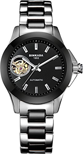 binkada ausgefallene Auto Mechanische Schwarz Zifferblatt Damen Armbanduhr # 7003 W01–1