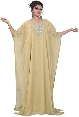 OKS Women's Kaftan Farasha Maxi Dress N30- Beige